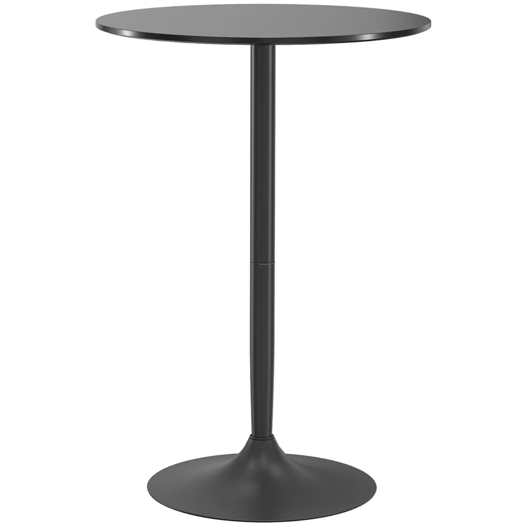 Modern Round High Bar Table with Steel Base and MDF Top, Ø70x102cm, Black