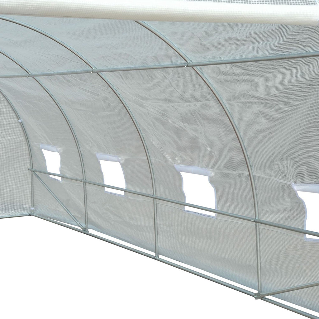Outsunny 6x3x2m Tunnel Greenhouse, Metal Frame and PE Cover, White