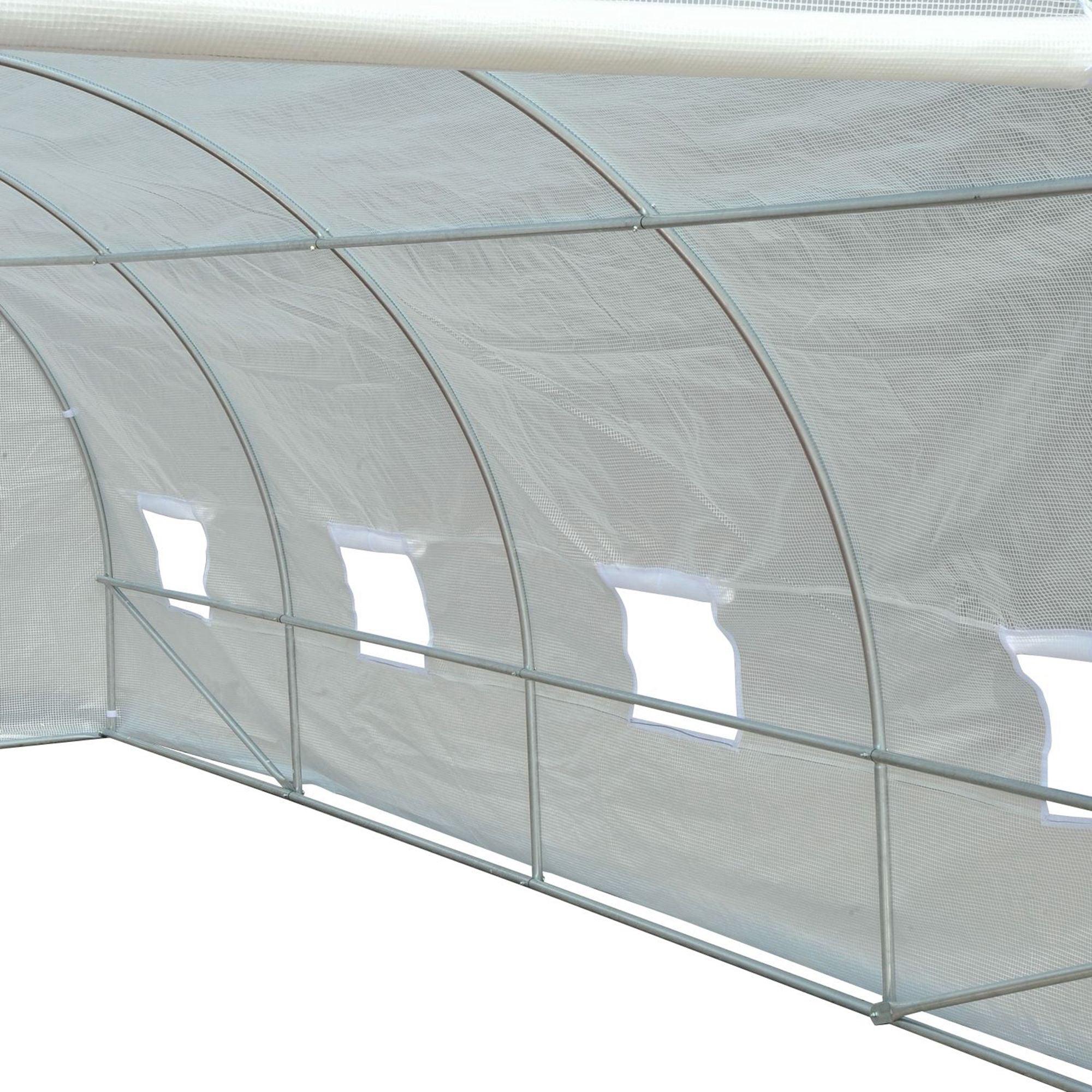 Outsunny 6x3x2m Tunnel Greenhouse, Metal Frame and PE Cover, White
