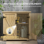 Outdoor Cabinet with Adjustable Internal Shelf and Sloping Roof, in Fir Wood, 77.5x88x90 cm