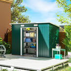 Outsunny Steel Garden Shed 272 x 134 cm with Double Sliding Doors and 2 Vents, Green