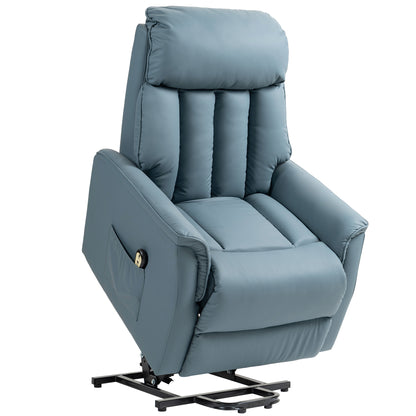 Electric Reclining Relaxation Armchair with Remote Control and Footrest, 80x94x104cm Light Blue