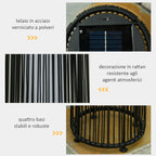 Outsunny Solar LED Garden Lantern with Charging Panel in Rattan and Metal, Ø21.5x61cm, Black