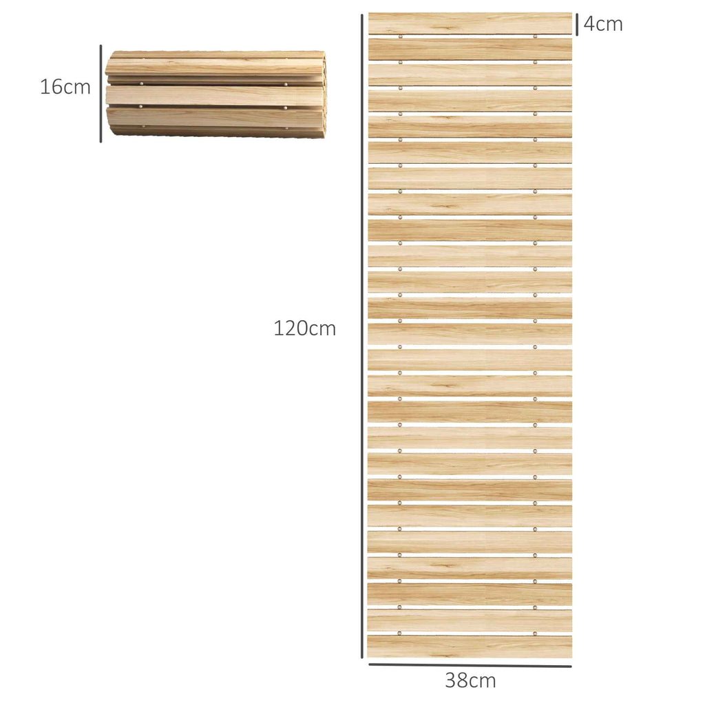 Outsunny Garden Walkway, Rollable Fir Wood Pathway, 120x38 cm