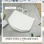 Portable and Foldable 36L Laundry Basket with Natural Cotton Handles, Ø38x45 cm, Cream