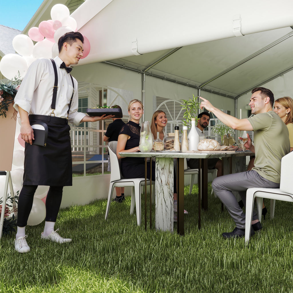 Outsunny 6x4m Party Tent with Removable Walls, Doors and 6 Windows, White