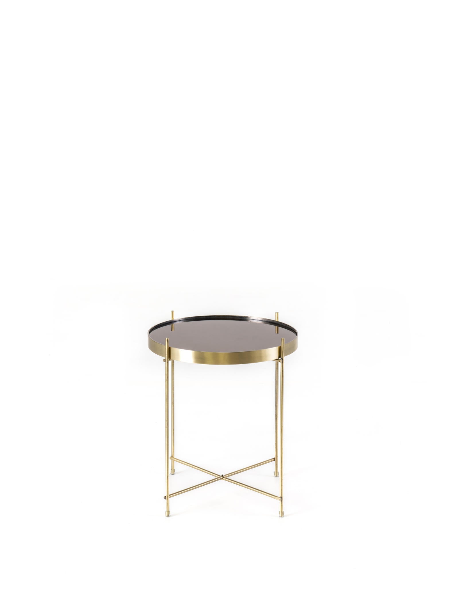 MIKA S | Small Brown Coffee table with bronze frame - Borgè