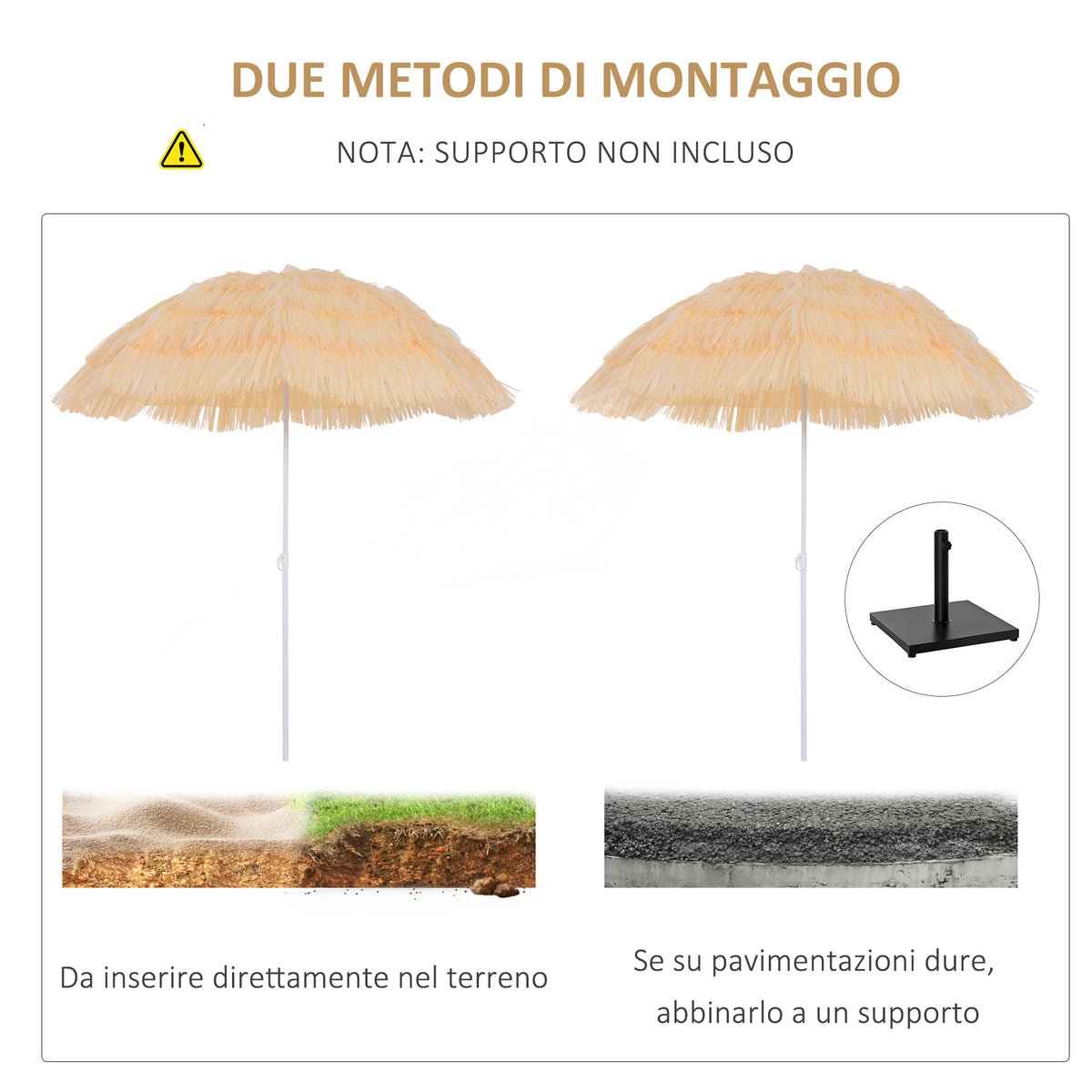 Outsunny 8-Ribbed Beach Umbrella with Tilting Pole, Polyester and Metal, 1.6 x 2 m, Beige
