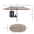 Double Garden Umbrella with Crank Opening, in Steel and Polyester, 460x270x240 cm - Borge' Group Limited