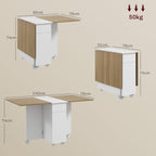 Extendable Rectangular Table with 2 Drawers and a Wooden Cabinet, 140x76x74 cm, White and Wood Color