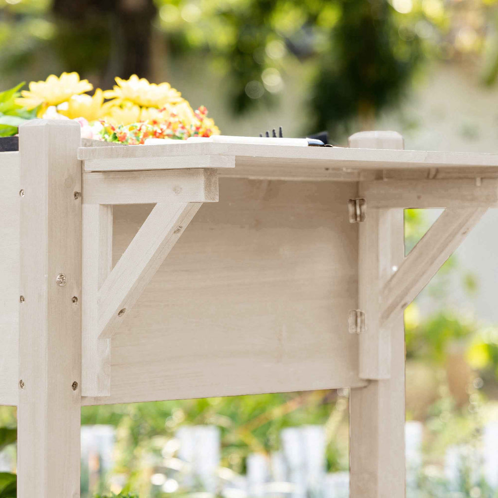 Outsunny 8-Section Outdoor Planter with Side Shelf and Fir Wood Shelf, 123x54x87 cm, Wood