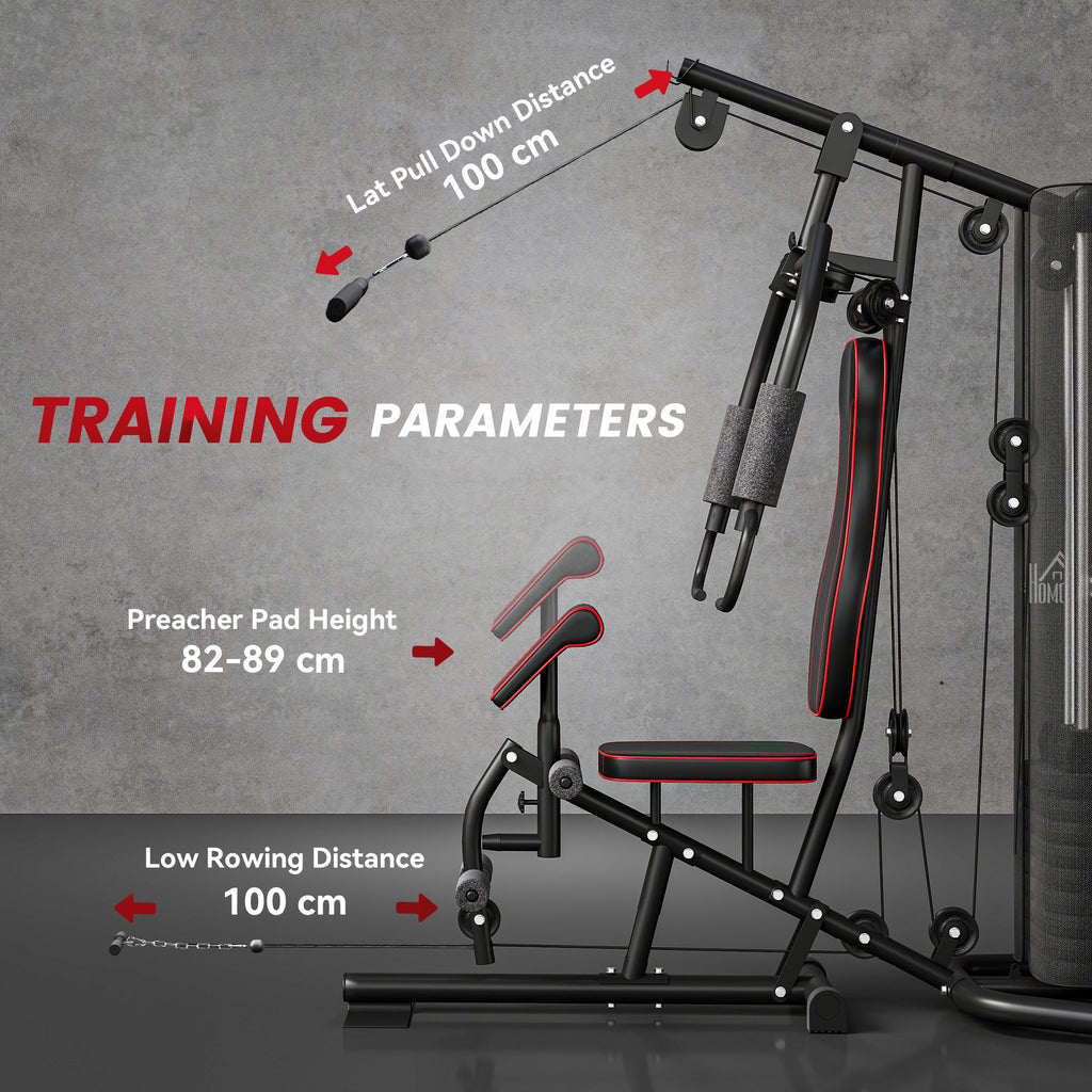 45kg Steel Weight Station for Home Workout, 170x104x205cm, Black