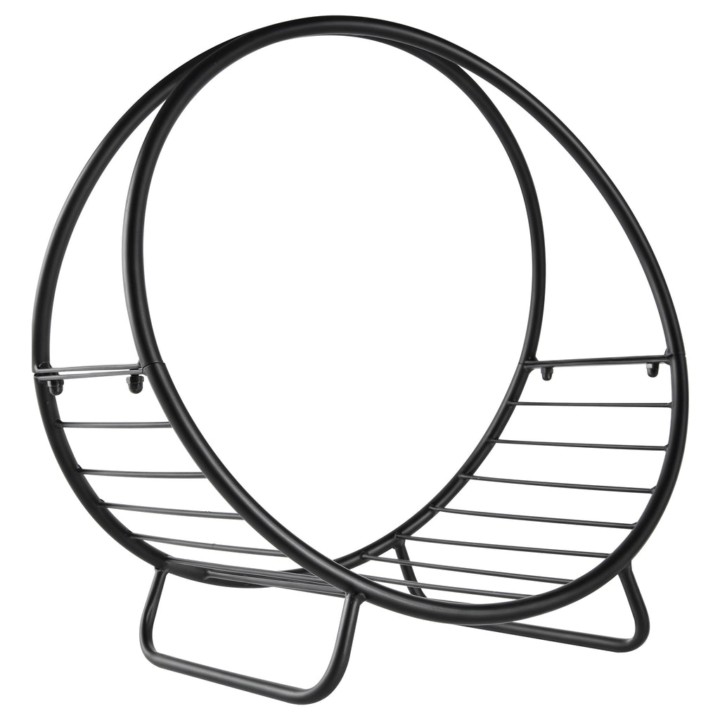 Indoor/Outdoor Metal Fireplace Log Holder, Basket-Shaped Indoor Log Holder, 45x29.5x47cm, Black