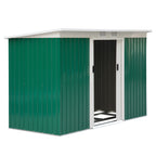 Steel Sheet Garden Tool Shed with Sliding Doors, 280x130x172cm, Dark Green