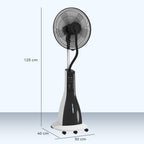 3L Misting Fan with 3 Modes and 3 Speeds, Made of Plastic and Metal, 50x40x125 cm, White and Black