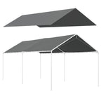 Outsunny 6x3m Dark Grey Anti-UV PE Carport Replacement Cover with Bungee Cords