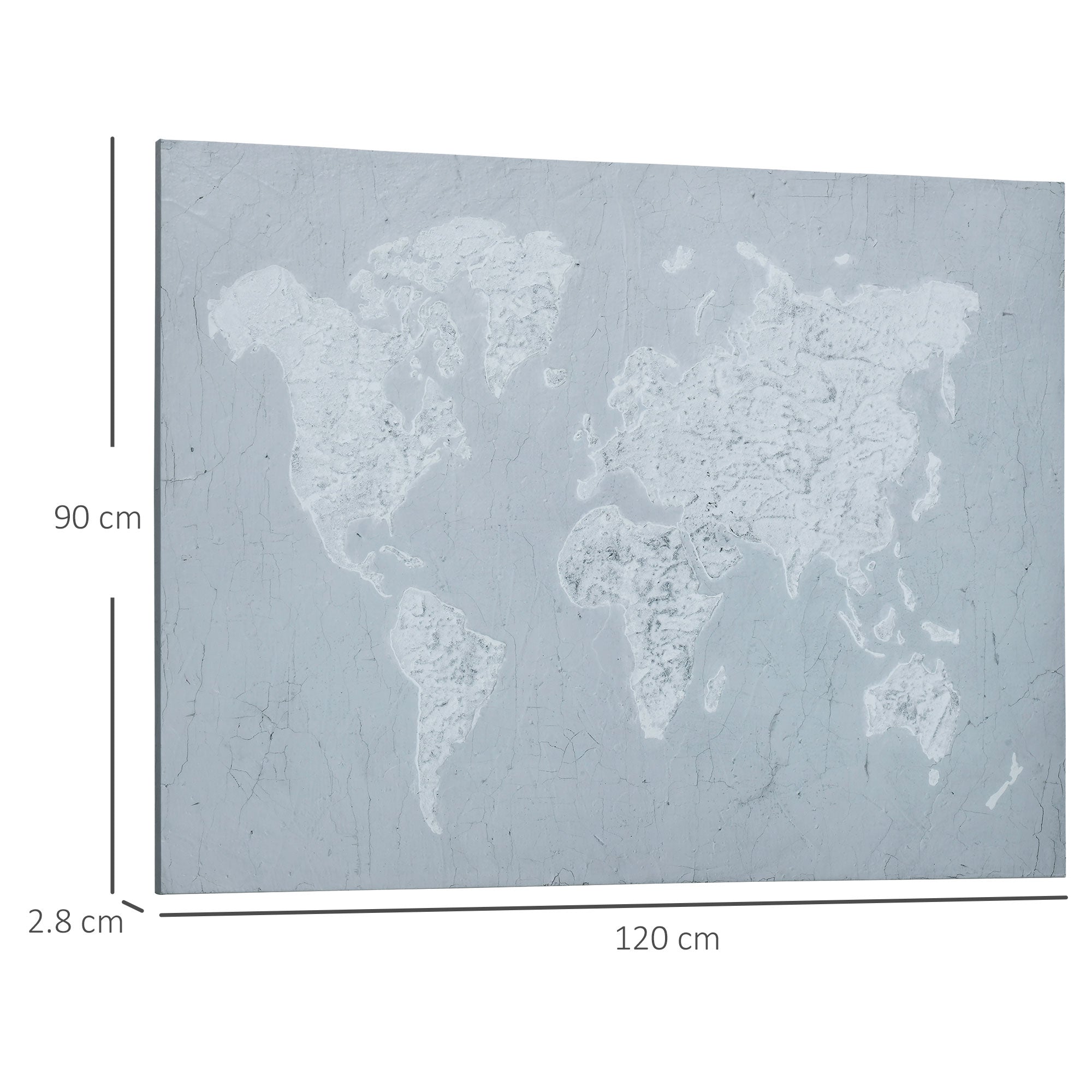 120x90cm Canvas Print for Home and Office, Pine Wood Canvas and Polyurethane Resin Ink, Grey and White