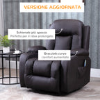 Homcom Campaign Relax Massive and heated with remote control, 85x94x104cm, fake brown leather - Borgè