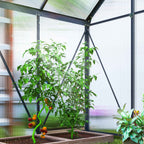 Outsunny Polycarbonate and Aluminum Greenhouse with Hinged Door and Roof Window, 192.5x131x200 cm, Gray