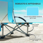 Set of 2 Folding Beach Chairs with Armrests, Cup Holder and Carrying Bag, Blue