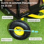 Steel Garden Cart with 200kg Capacity and Removable Side Walls, 104x54x51 cm, Black and Yellow