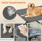 PawHut Raised Outdoor Dog Bed for Large Dogs, Made of Steel and Breathable Mesh, 152 x 94 x 23 cm, Grey
