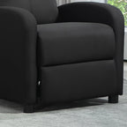 Padded Relax Chair with 135° Reclining Backrest and Removable Footrest, in Black Linen, 69x87x100.5cm