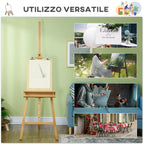 Vinsetto Folding Beech Easel with Adjustable Height and Angle, 65x110x180-235 cm