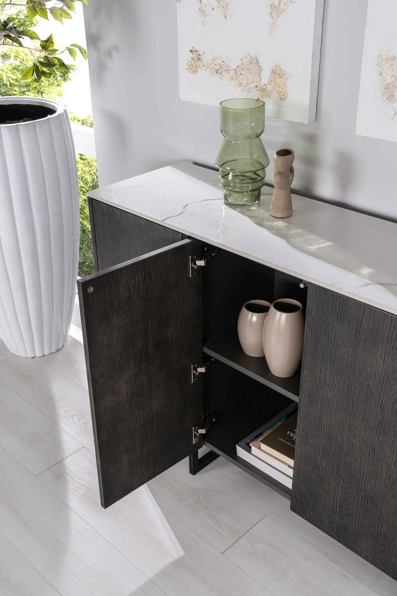 SEDONA | Living Room / Corridor Cabinet for storage and decor, with Calacatta Marble Ceramic Top - Borgè