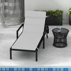 Fabric Sun Lounger Cushion with Ties, Light Grey