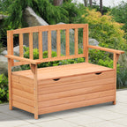 2 Seater Garden Bench with Storage Compartment Wood 112x58x84cm