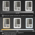 Bathroom Cabinet with Mirror, Adjustable LED Lights and Anti-Fog Function, Black