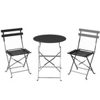 Outsunny Outdoor Bistro Set, Folding Garden Furniture with Table and 2 Chairs, Black.