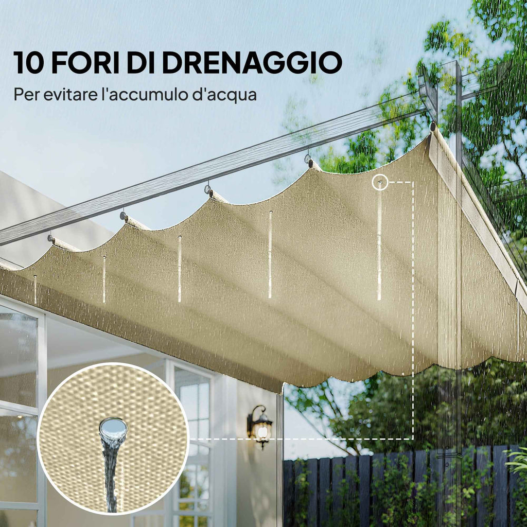 Outsunny Replacement Canopy for 3x4m Garden Gazebo Pergola in Polyester, Cream