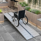 Foldable and Non-Slip Aluminum Wheelchair and Scooter Ramp for the Disabled, 305x73.5x5 cm, Silver