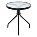 Outsunny Round Garden Coffee Table with Glass Top and Metal Frame, 50x55cm, Black