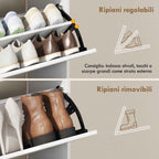 HOMCOM Narrow Shoe Rack with Adjustable Dividers, White