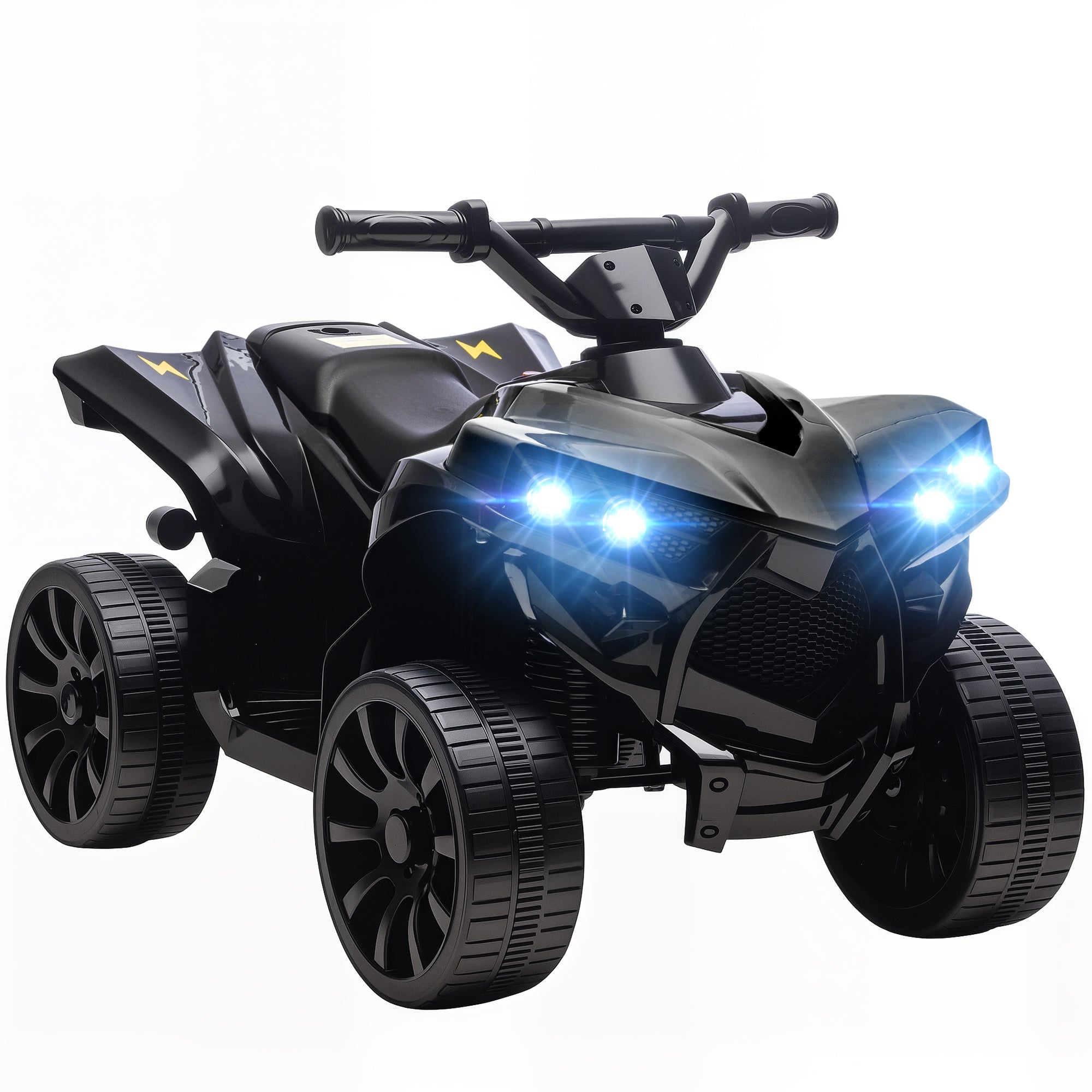 Kids Electric Quad Bike ATV with 6V Rechargeable Battery, LED Headlights and Music, Ages 3-6 Years, Black