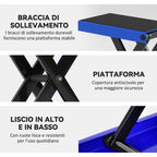 DURHAND Folding and Non-Slip Motorcycle Stand in Steel and Rubber, 41.5x23.5x10-37 cm, Blue and Black