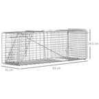 Outsunny Foldable Steel Rat, Mice, and Nutria Cage Trap, 93x31x34.5cm, Silver