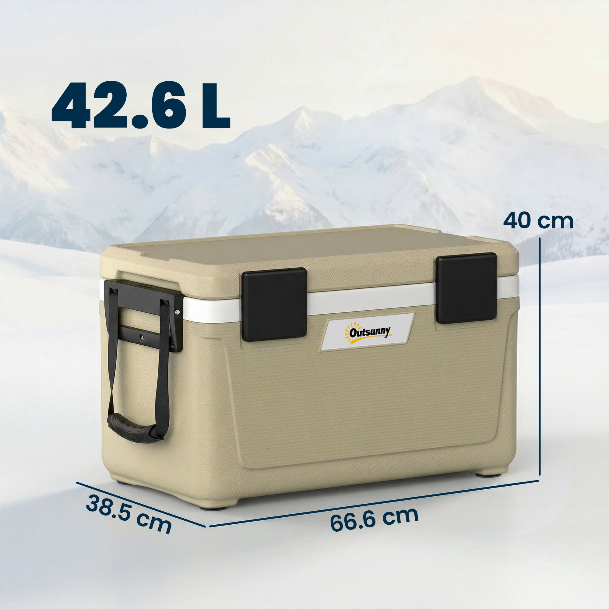 Outsunny 42.6L Insulated Portable Cooler Box with Handle, 66.6x38.5x40 cm, Khaki