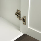 Space-Saving Trolley with Wheels, Solid Wood Kitchen Peninsula: 1 Drawer, 1 Cabinet, 3 Shelves and 4 Wheels, 107.5x48x89 cm