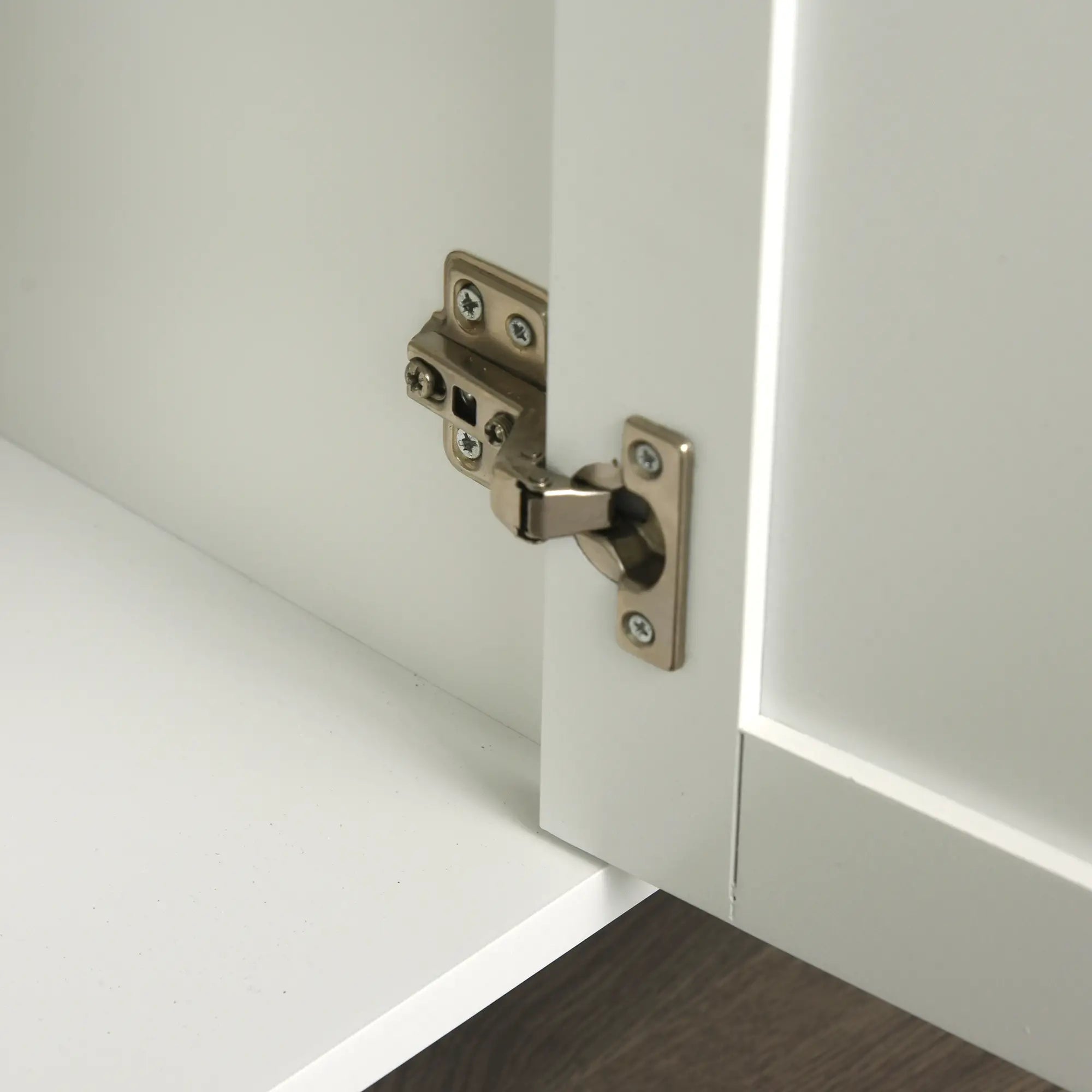 Space-Saving Trolley with Wheels, Solid Wood Kitchen Peninsula: 1 Drawer, 1 Cabinet, 3 Shelves and 4 Wheels, 107.5x48x89 cm