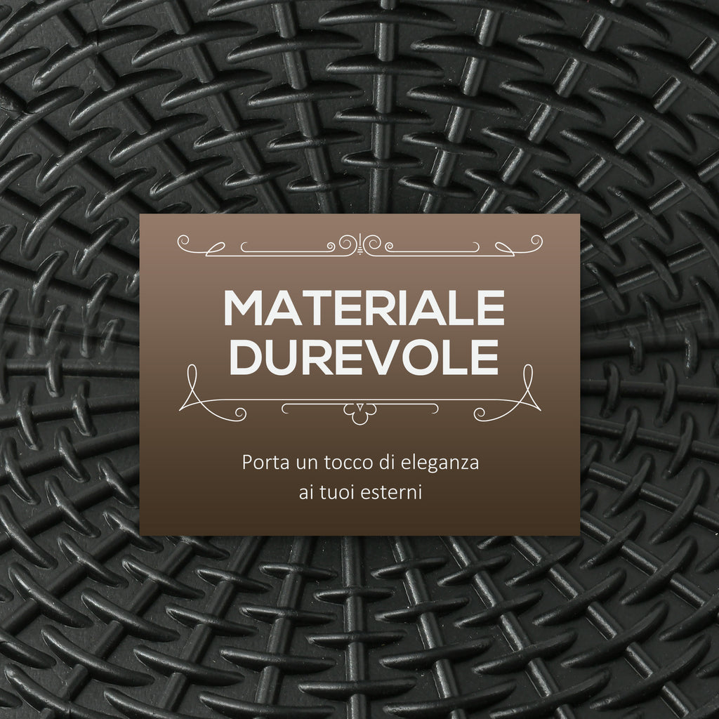 12.5kg Round Rattan Effect Umbrella Base, Support for 38mm and 48mm Poles, Ø44.5cm, Black