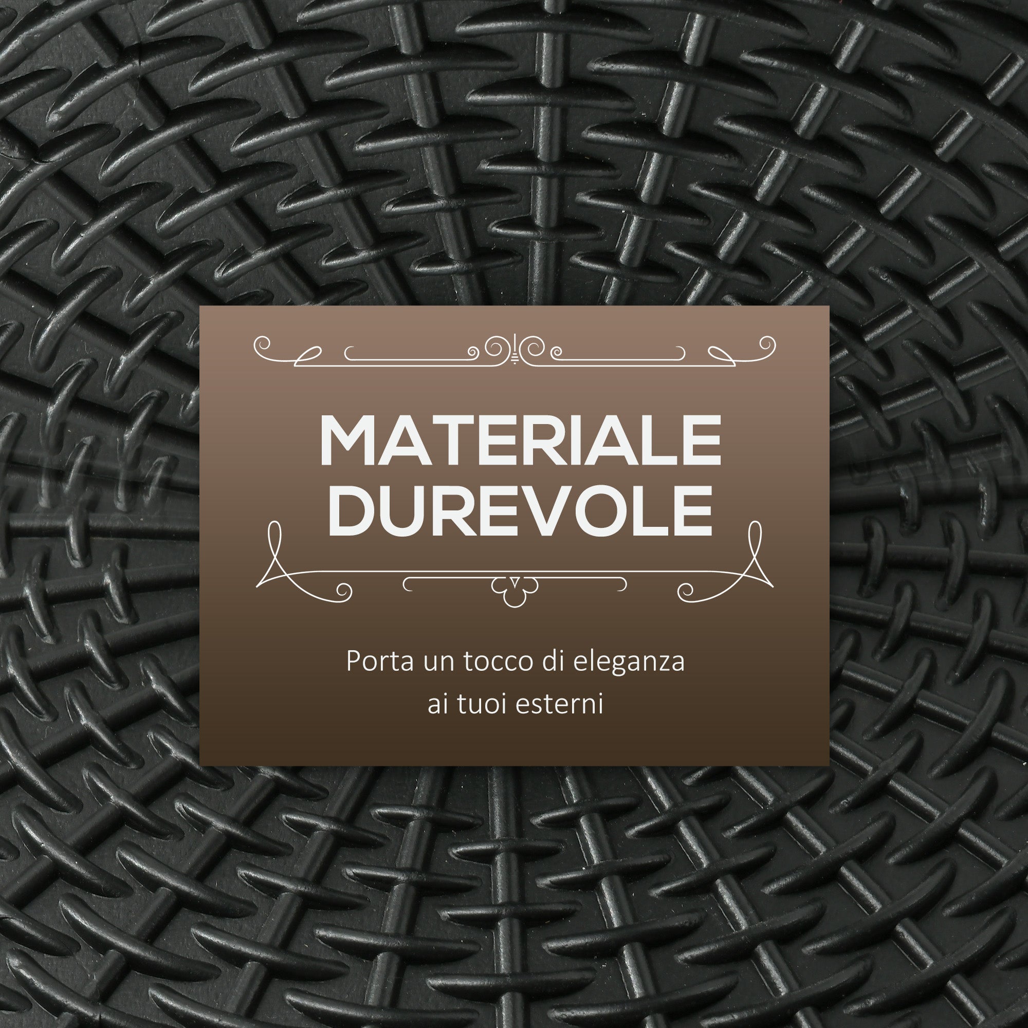 12.5kg Round Rattan Effect Umbrella Base, Support for 38mm and 48mm Poles, Ø44.5cm, Black