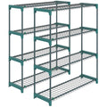 Outsunny Set of 2 4-Tier Steel Plant Shelves with Hooks, 90x28x104 cm, Green