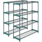 Outsunny Set of 2 4-Tier Steel Plant Shelves with Hooks, 90x28x104 cm, Green