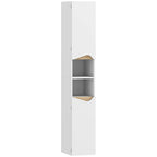 HOMCOM Wooden Bathroom Cabinet with 2 Open Shelves and 2 Cabinets, 30x34.6x180.5 cm, White and Wood Color