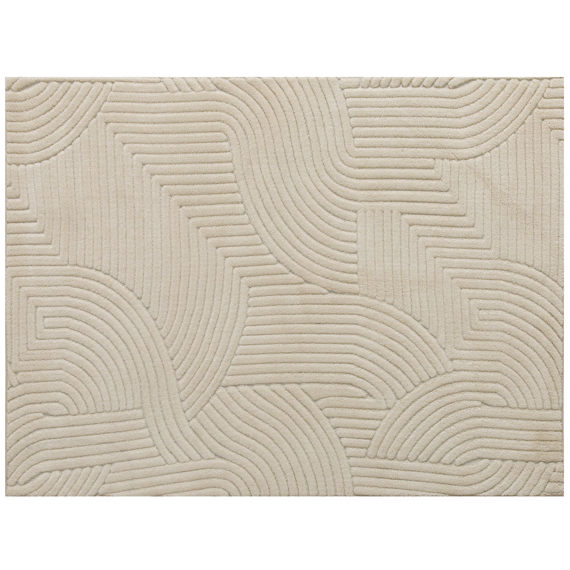 HOMCOM Modern Non-Slip Polyester and Cotton Area Rug with Line Design for Living Room, Bedroom, Cream