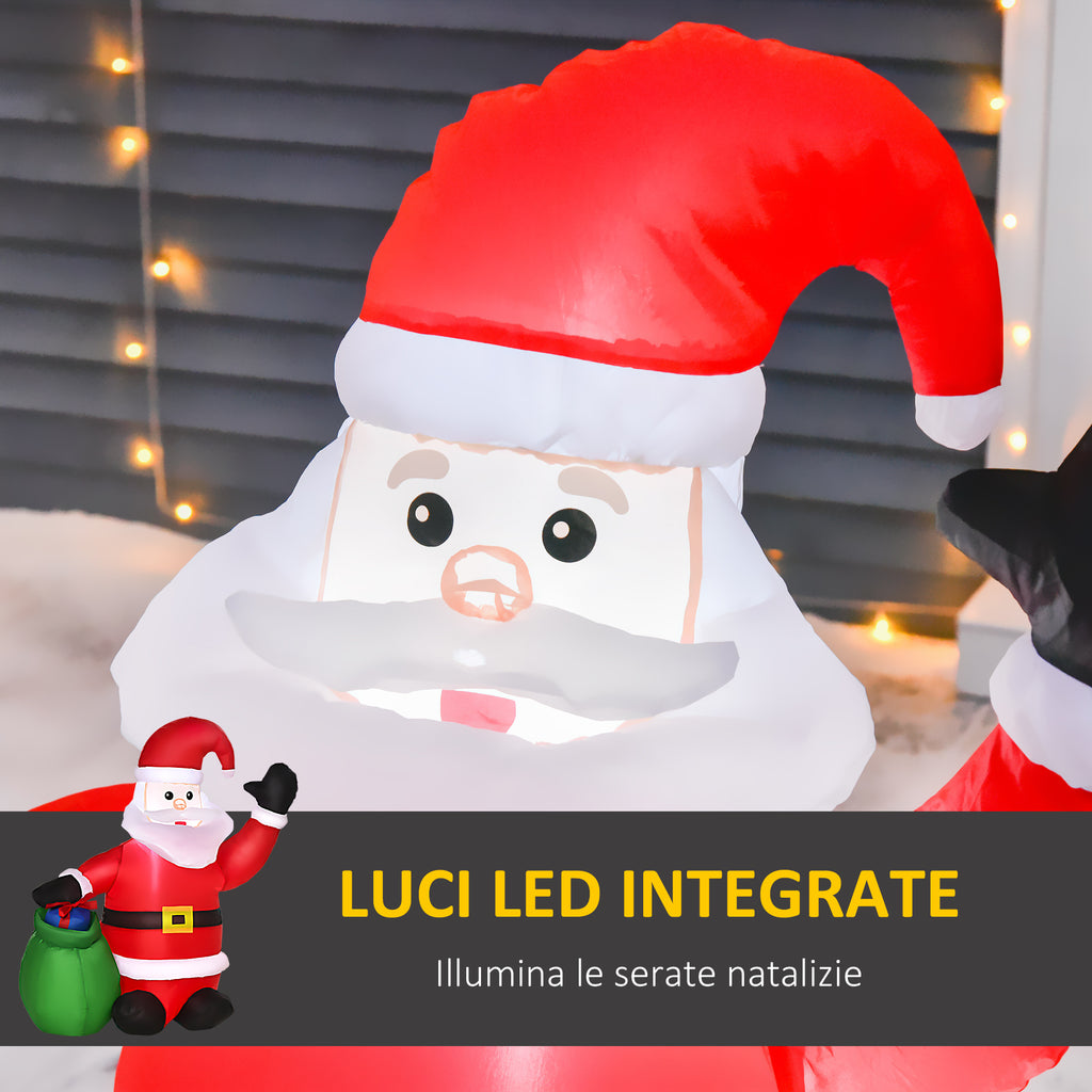 Inflatable Santa Claus with LED Lights, Polyester, 70 x 45 x 120cm, Red, with Fan